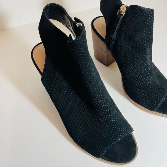 Aldo Black Suede Basket Weave Gold Zipper Peep Toe Sandal Size 9 NWT/NO BOX - Picture 4 of 14